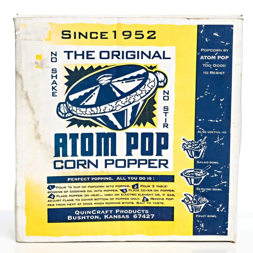 Atom Pop Corn Popper - Stovetop, Aluminum,  2.5 Quarts - New / Old Stock